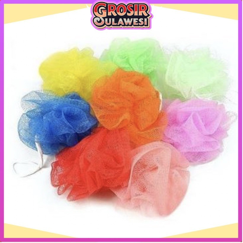 COD MAKASSAR SPONS MANDI SHOWER PUFF Bath Sponge Jaring Sikat Badan Spon Busa Sabun Mekar Soap Bubbl