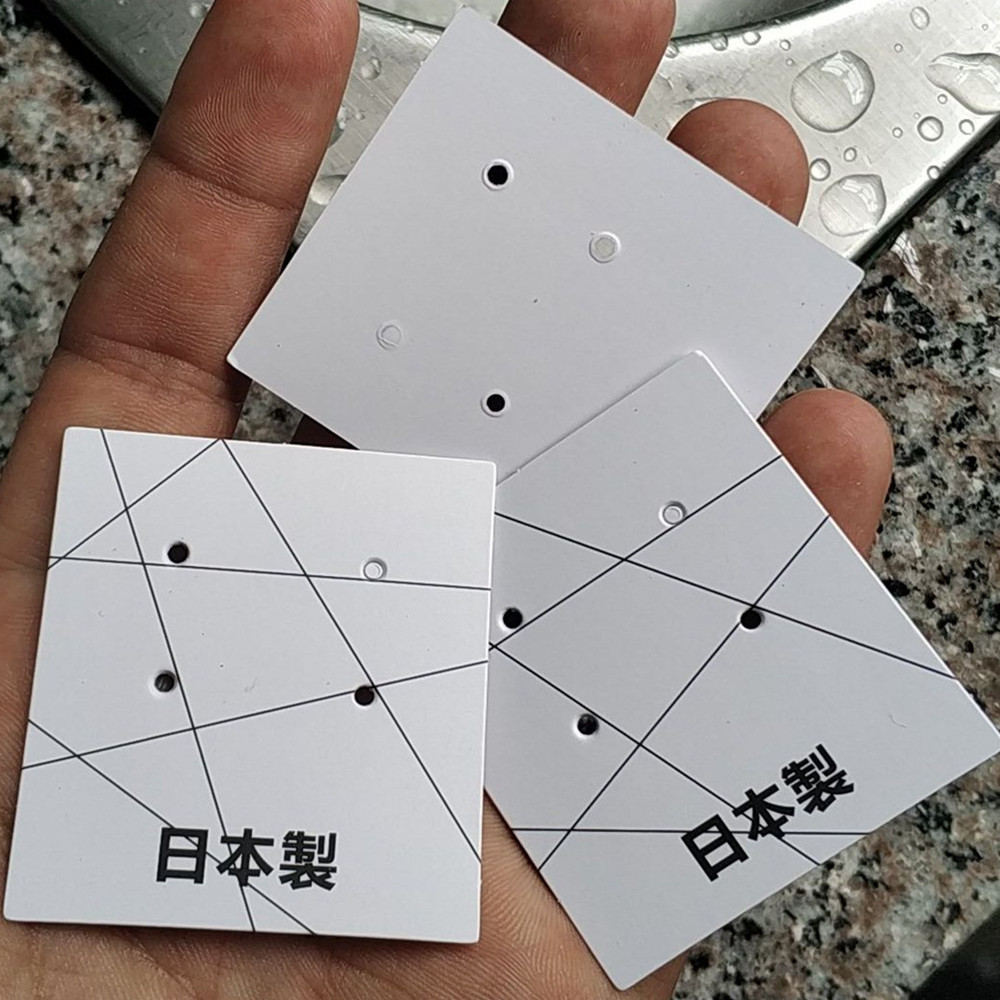 

500PCS Custom 400gsm white coated paper tag 4.5 * 5 cm Made in Japan 4 holes earring cards Jewelry tags