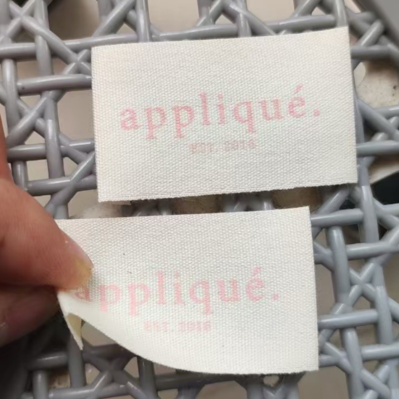 

500PCS Custom Pink print Cotton Label End fold 3 * 5 cm Natural coton Print Labels