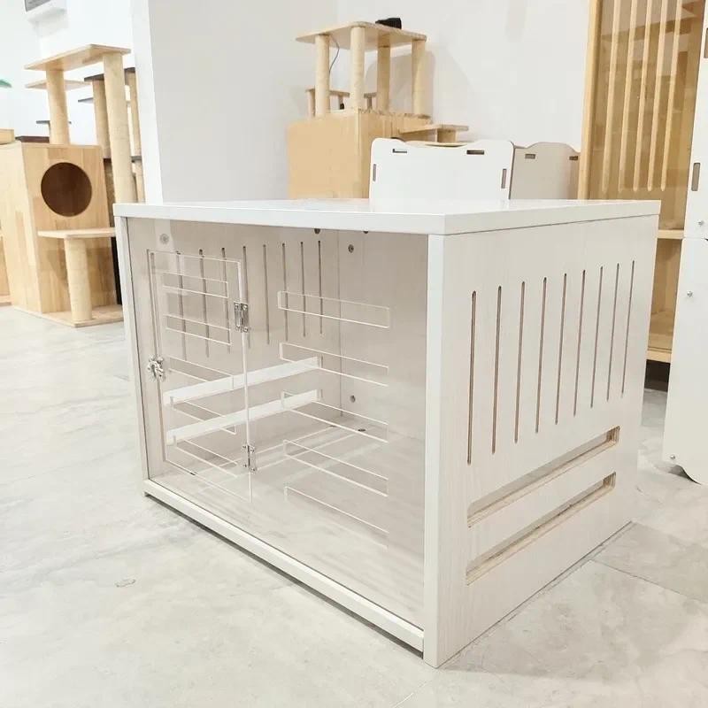 Customized Large Dog Kennel House Crate Indoor Dog Cat Bed House Furniture Wooden Dog Crate With Acr