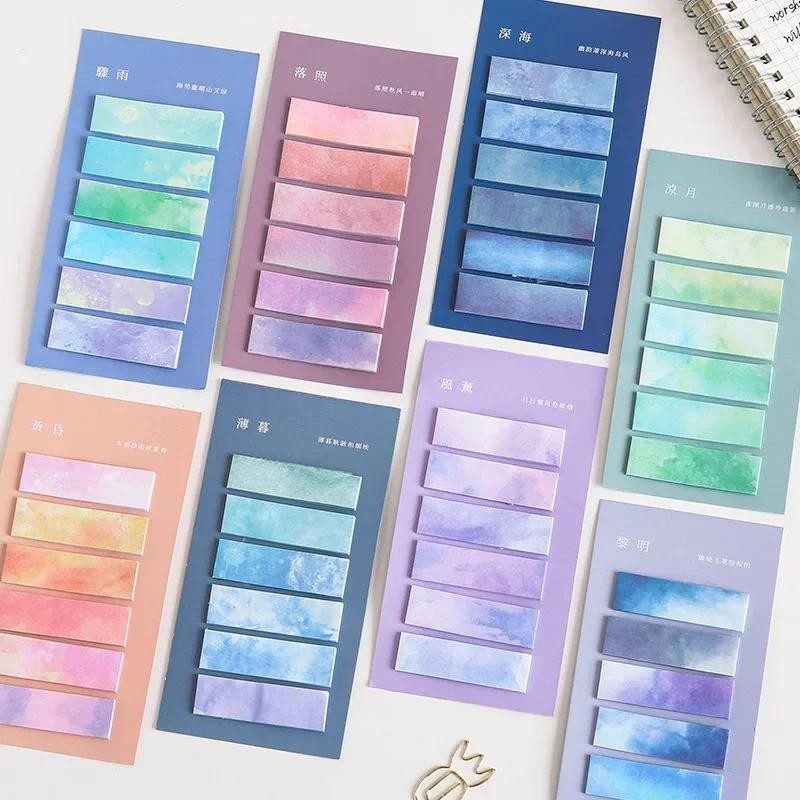 

120 Sheets Morandi Gradient Color Sticky Note Kawaii Posted It Sticky Notes Cute Index Memo Pad Bookmark Paper Sticker