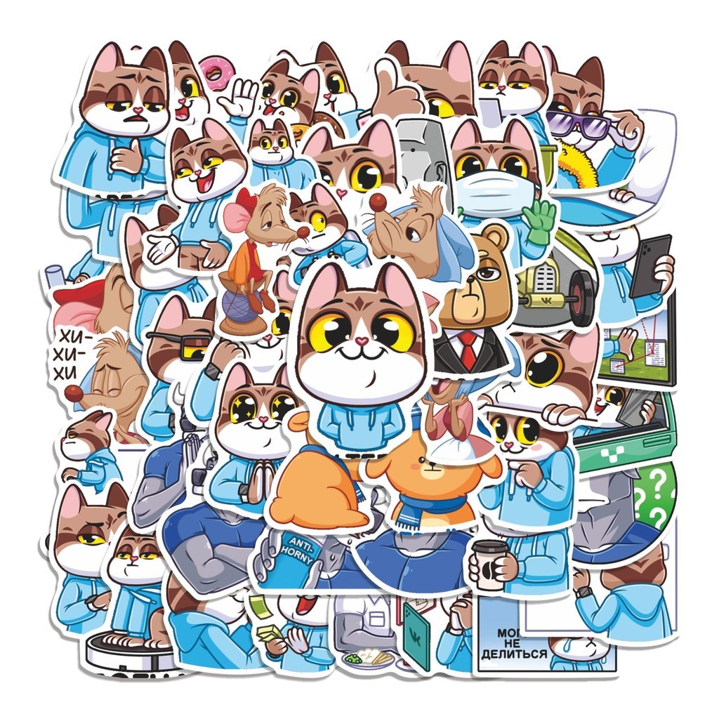 

COD 50 Pcs Stiker KOTEUS Lucu Anti Air Untuk Dekorasi Notebook Sepeda Skateboard Handphone