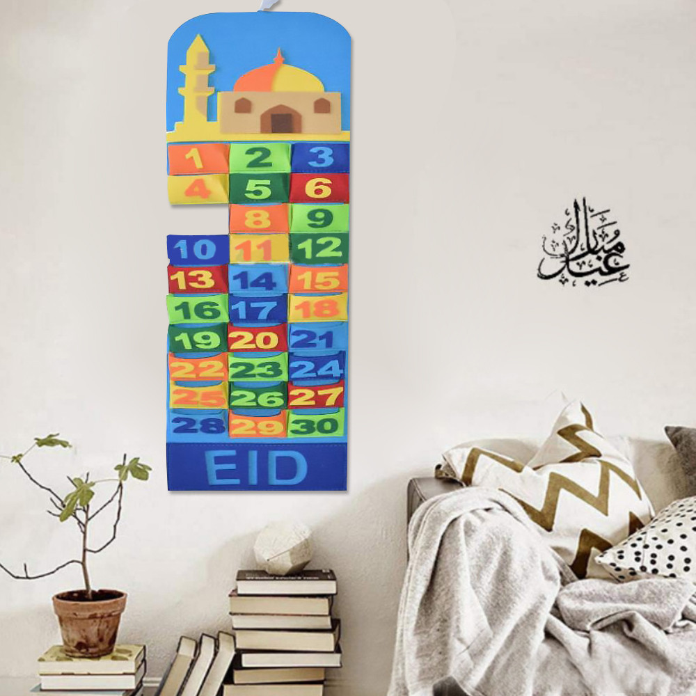 

DIY Eid Mubarak Felt Ramadan Calendar With Pocket for Kids Gifts Countdown Calendrier Ramadan 2025 Kareem Muslim Party Decor
