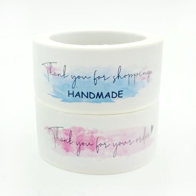 

LUCKY - 125 PCS STIKER HAND MADE DIY LABEL THANK YOU PERSEGI PANJANG