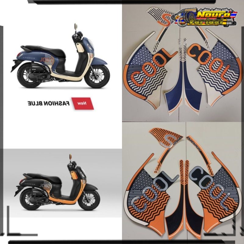 aksesoris striping Honda Scoopy 2021 2022 sporty fashion blue cool list body standar