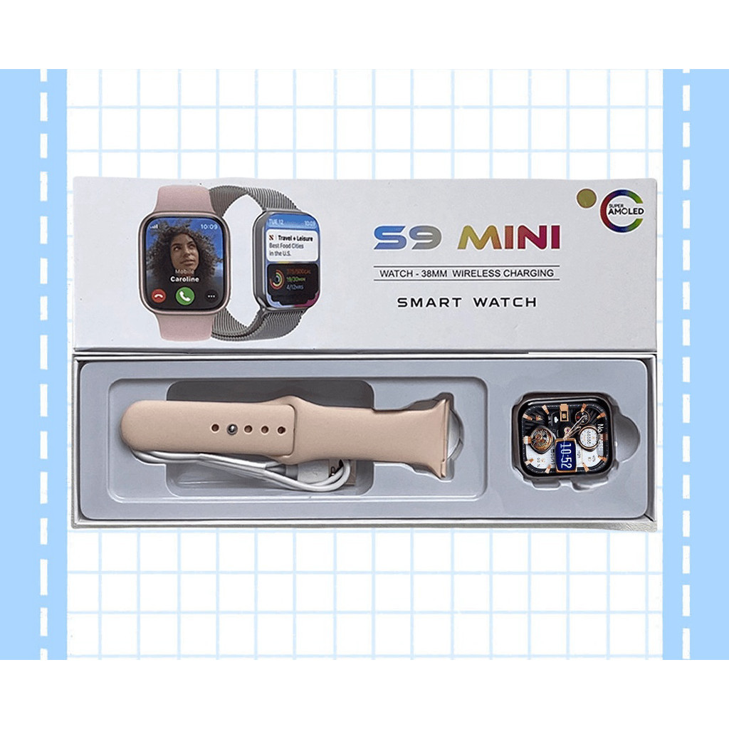 S9 Mini Smartwatch wanita Bluetooth Call 38MM Layar Full Screen Musik Smartwatch Silicone strap Wire