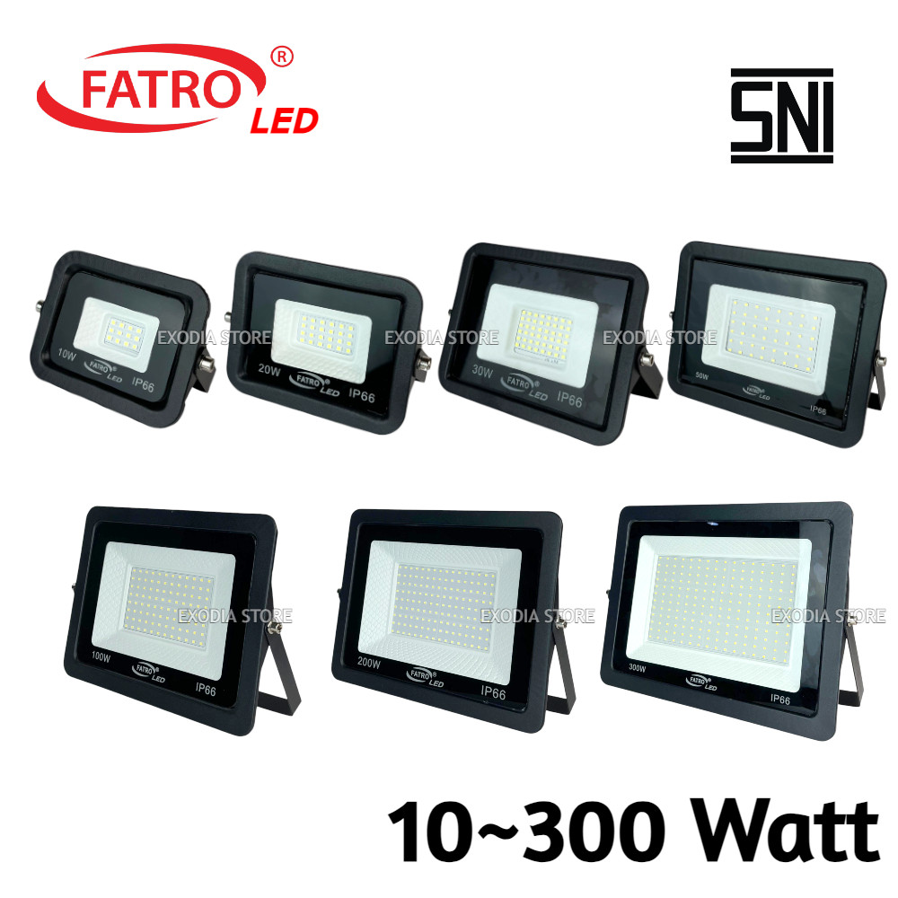 FATRO Lampu Sorot LED Flood Light SMD 10W 20W 30W 50W 100W 200W 300W SNI IP66 Kap Sorot Lampu Tembak