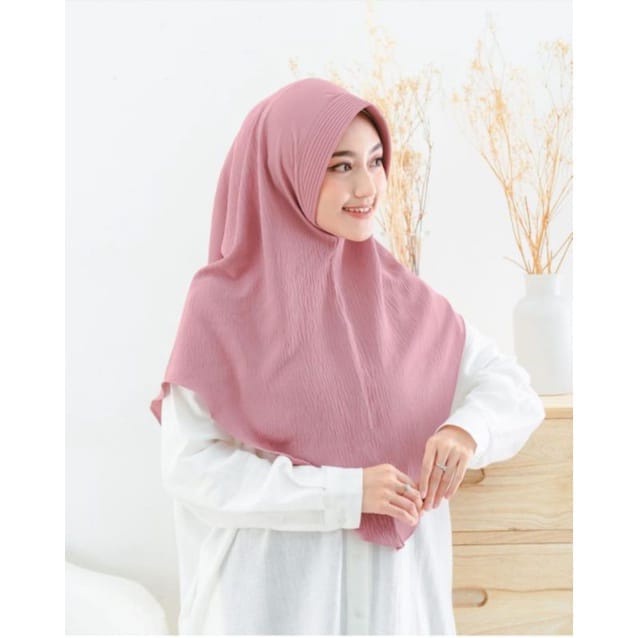 𝐑𝐎𝐒𝐄.𝐈𝐃 Hijab Instan Bergo Crinkle Airflow Pet M | Jilbab Instan Bergo Crinkle Premium | Kerudung Cr