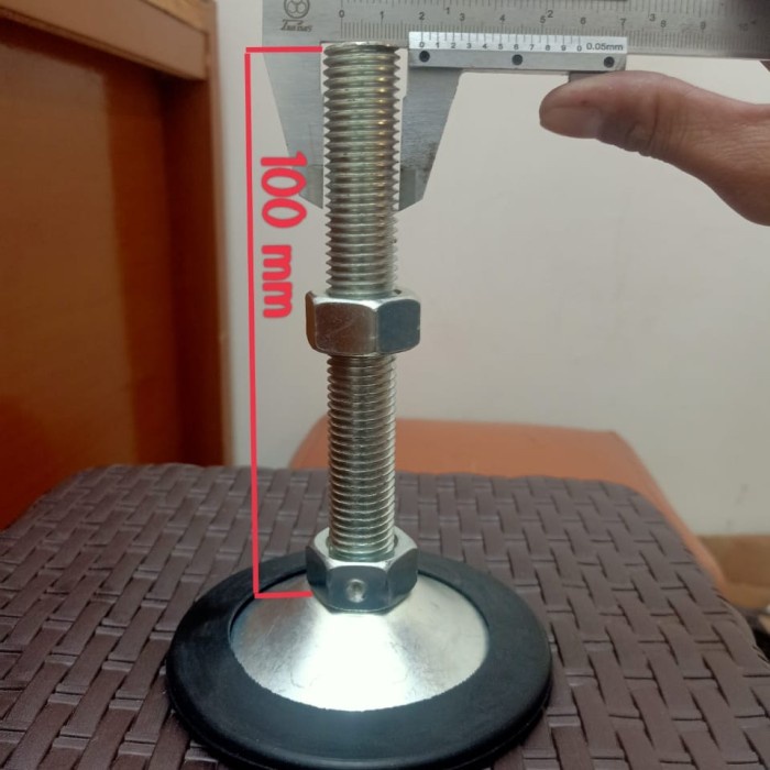 1 set adjuster conveyor M20×100mm+karet/foot adjuster table