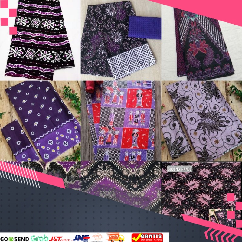 MOTIF BATIK BATU TERMURAH TERPOPULER /KAIN BATIK HALUS WARNA UNGU LILAC VIOLET 2x1 meter