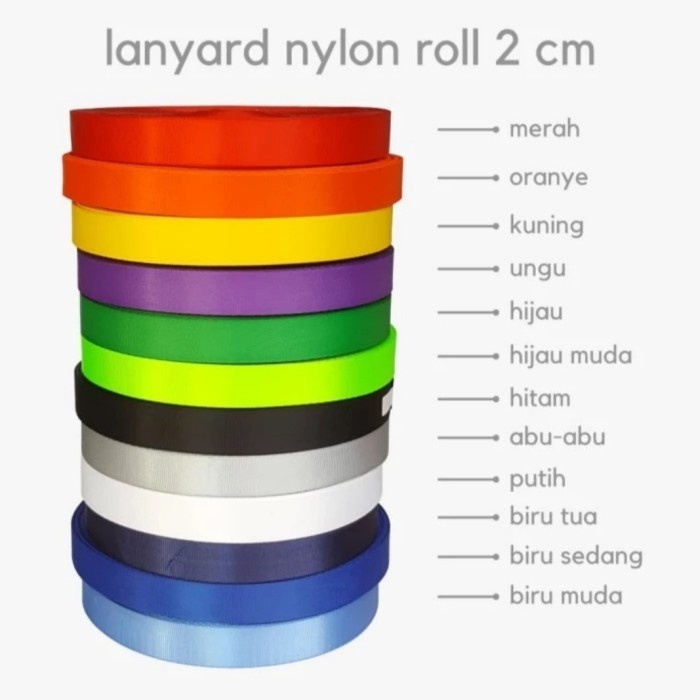 

Bahan Tali Lanyard Nilon ukuran 2 cm per Roll Opsi Warna Lain