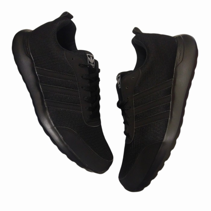 SEPATU UKURAN JUMBO BIG SIZE 45 46 47 FULL BLACK SNEAKERS RUNNING PRIA - 45