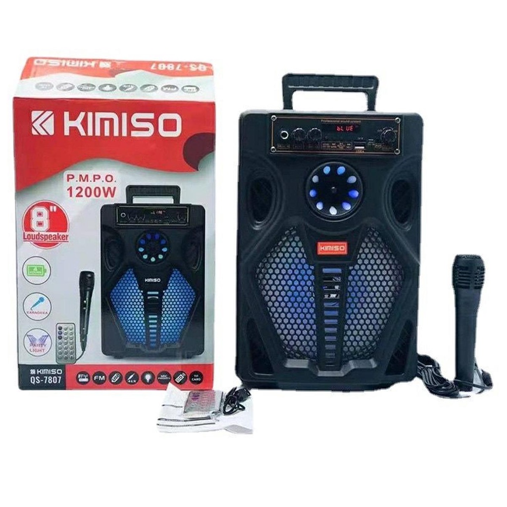 Speaker Bluetooth Karaoke Kimiso QS-7807 LED With Microphone / Speaker Wireless Bluetooth QS-7807