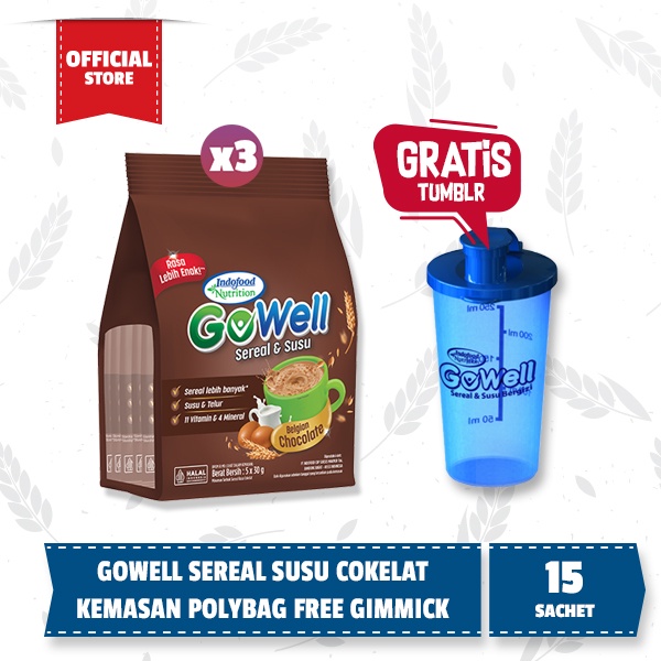 

3 PACK - Gowell Sereal Susu Rejuv Polybag Coklat Free Tumbler