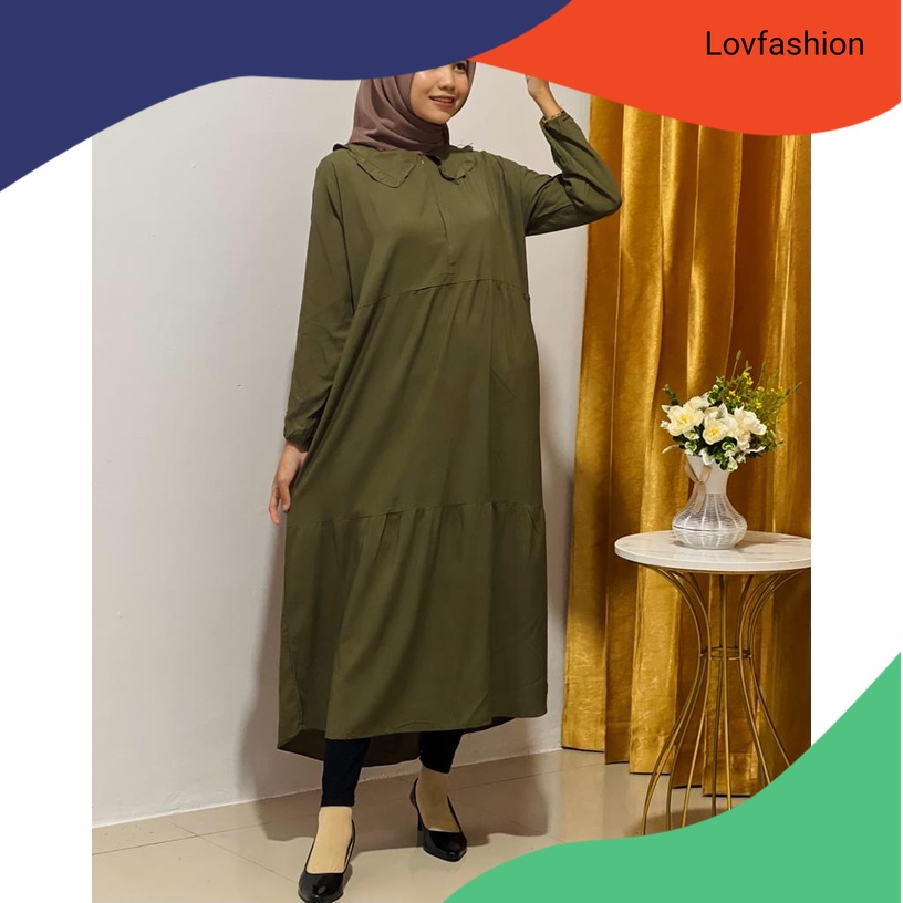 MIDI RAYON REMPEL SUSUN POLOS/MIDI POLOS/PAKAIAN WANITA TERBARU/MIDI DRESS POLOS MODEL BARU