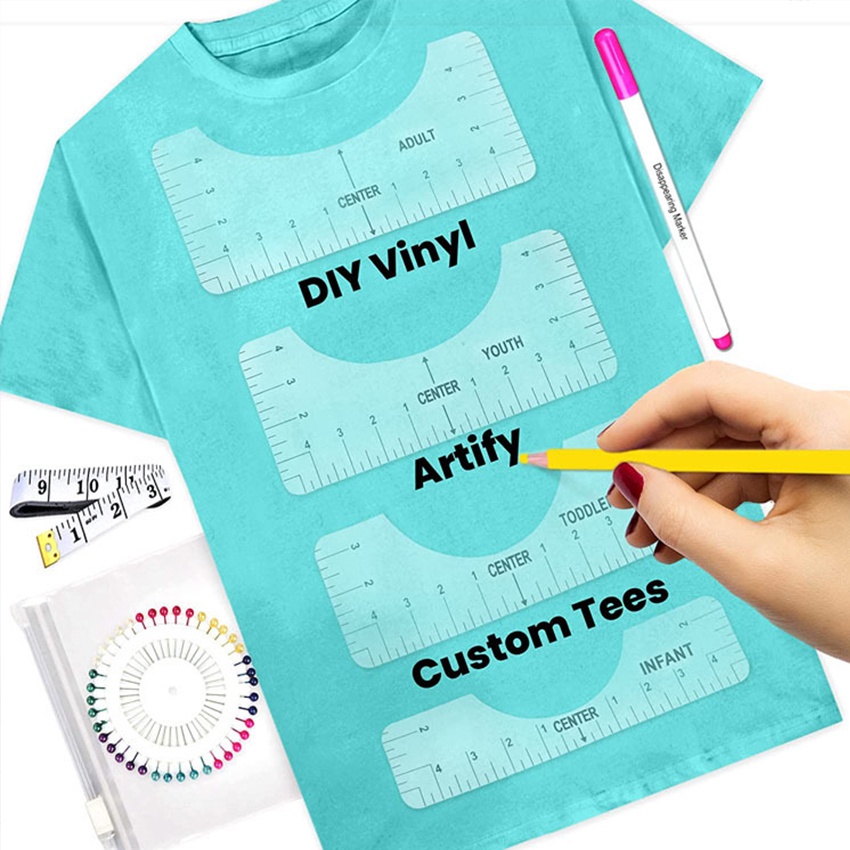 

WAGOMU - 8PCS Penggaris Pengukur Kemiringan Kaos Tshirt Vinyl Untuk Perlengkapan Tukang