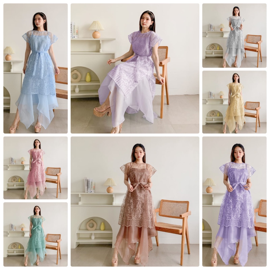 ISTANABAJU89 - DRESS CATERINA FASHION PAKAIAN WANITA DRESS INNER DAN OUTER/DRESS BROKAT KONDANGAN/DR