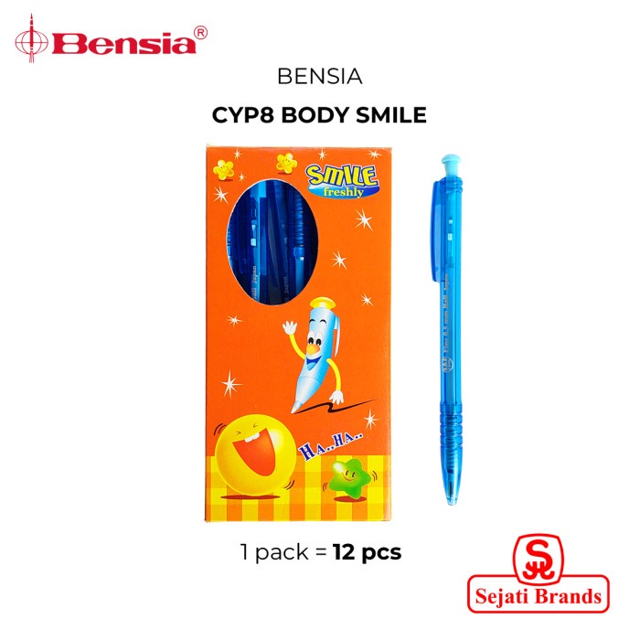 

BENSIA CYP8 Ballpoint Body Smile/Pulpen Tinta Hitam 1 Lusin