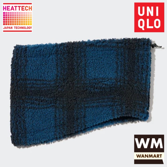 [SO59] UNIQLO Heattech Unisex Syal Penghangat Leher Fleece Rajut Blue