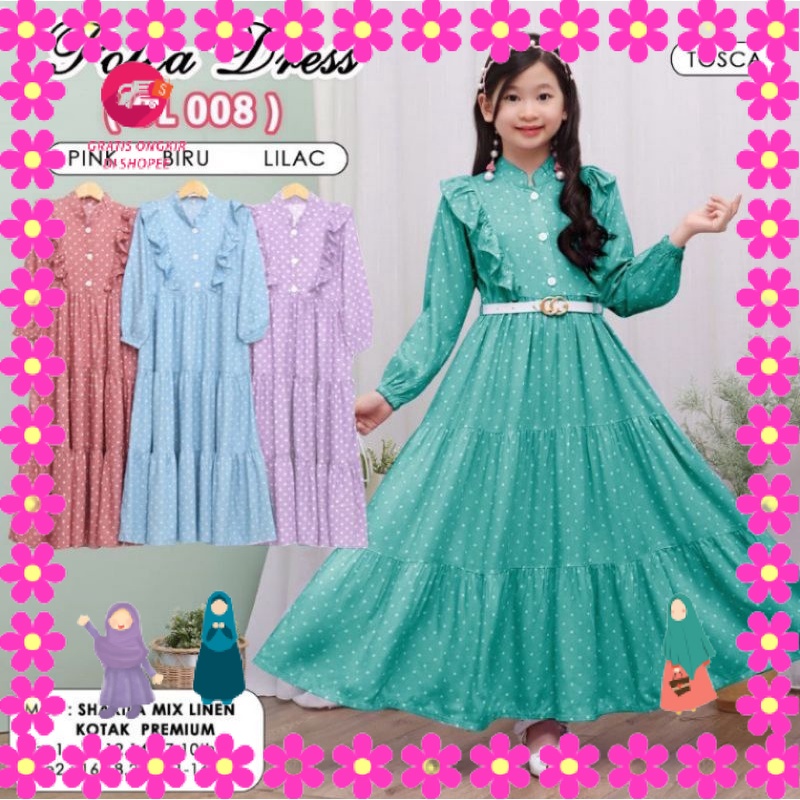 BAJU MUSLIMAH PEREMPUAN MENGAJI PIKNIK ULANG TAHUN LEBARAN/ POLKA DRESS // GAMIS ANAK TANGGUNG MOTIF