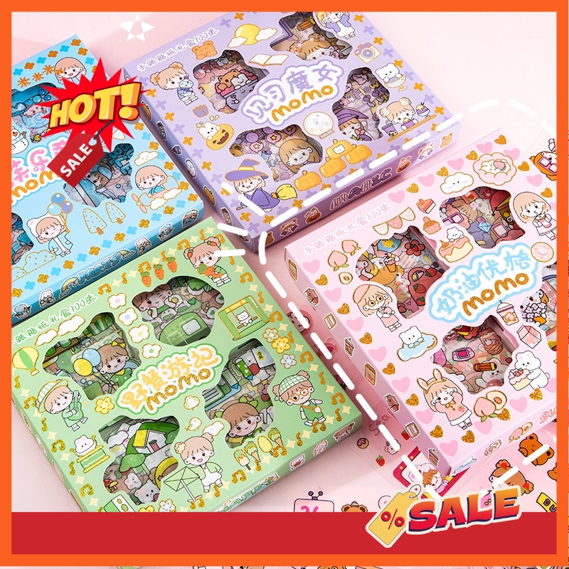

MOMO STIKER KOREA ISI 100 PCS STICKER DECO AESTHETIC / STICKER DIY TUMBLER / BINDER / CASE HP / DIARY / BUJO / JAVA18 SCRAPBOOK MOMO GIRL