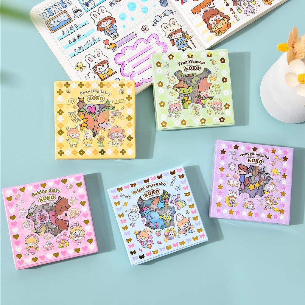

[COD] Stiker Korea Lucu 100 Lembar Stiker Dekoratif DIY Kartun Kotak Kecil Tahan Air Hadiah Anak-anak