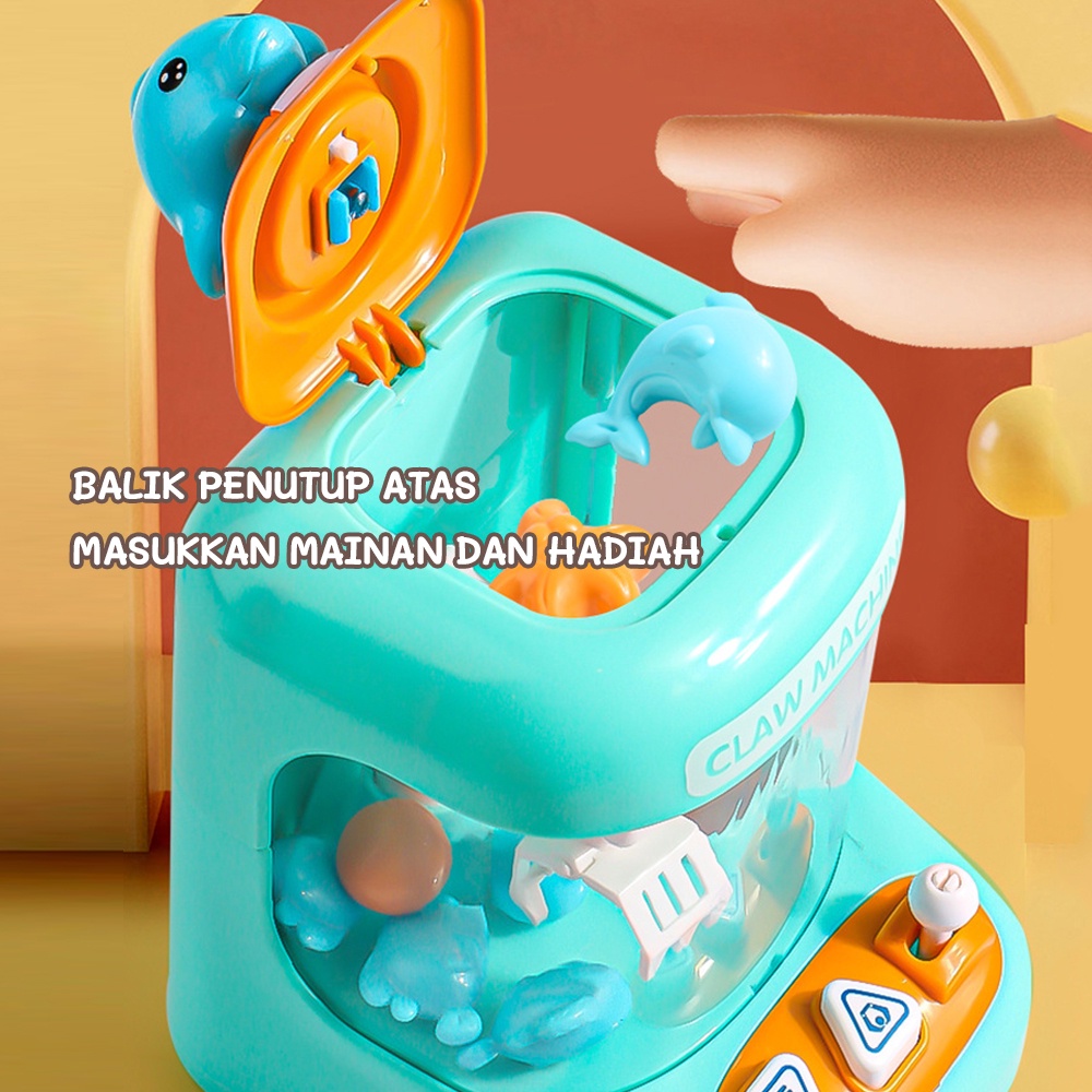 Tatajoy Mesin Capit Mini Mainan Mesin Capit Dengan Musik Dan Lampu Mainan Claw Game Anak Edukasi Permainan Doll