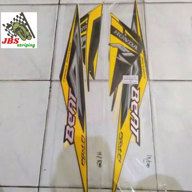 striping beat stiker beat honda beat fi thn 2014 hitam kuning lis body beat