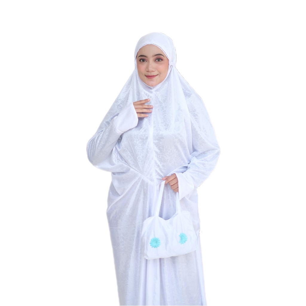 mukena murah mukena dewasa mukena putih polos mukena besar jumbo grosir setelan terusan lajuran bord