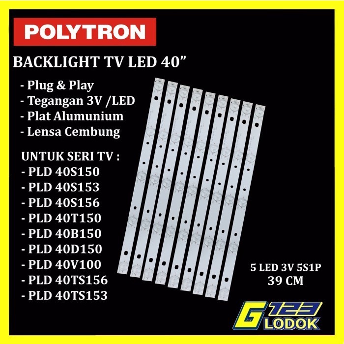 Backlight TV LED POLYTRON 40 Inch PLD 40S150 PLD-40S153 PLD-40S156 - 1567 5K - 9pcs, Tanpa Bubble -V