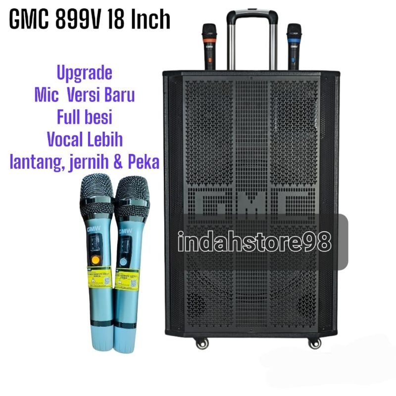 Speaker Aktif Portable 18 Inch GMC 899V 3 Way Bluetooth Mic Wireless UHF Full Besi Original