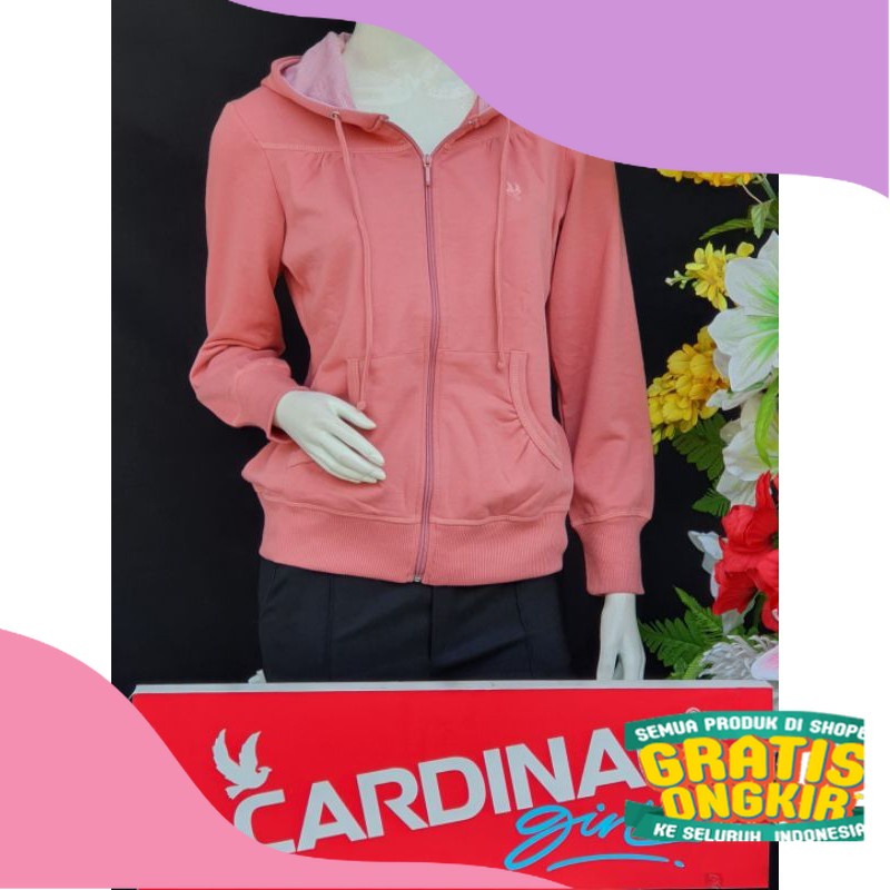 Jaket Hoodie Sweater CARDINAL Girl warna Dusty Pink Tua  Original 100%/ Polkadot kombinasi