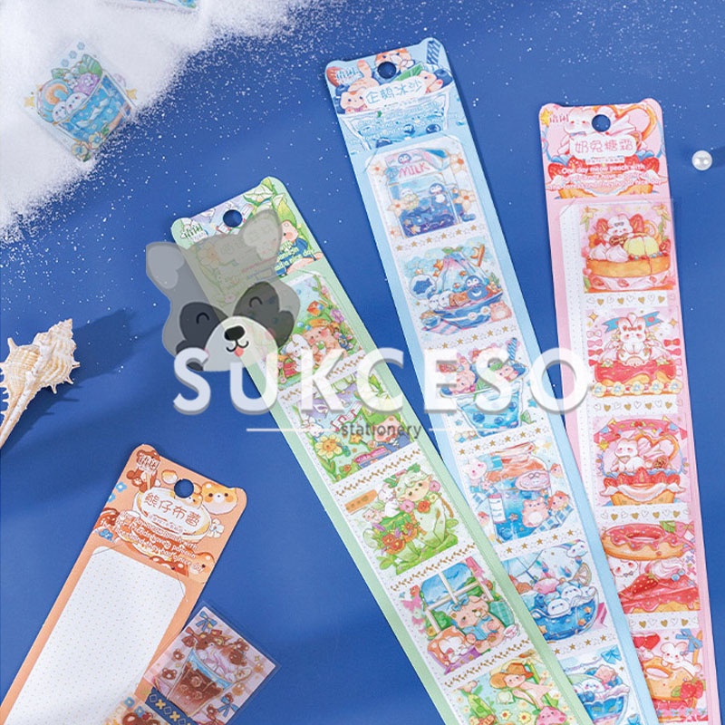 

Sticker Meow Peach Dessert House Stiker Tempel Motif Lucu Diary Deco Stickers