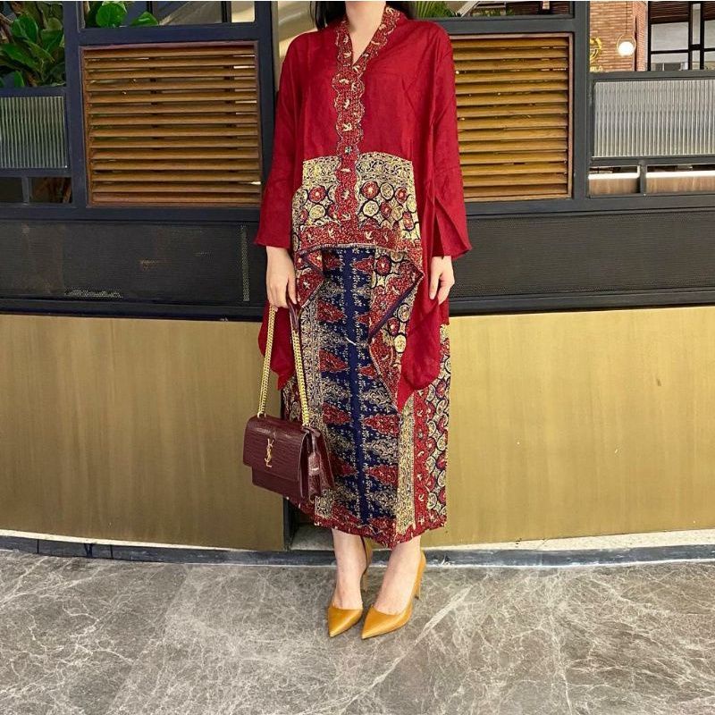 Setelan Baju Batik Wanita Atasan Viscose Jupri Rok Lilit Sembagi Jumbo Oversize Kondangan Pesta Lama