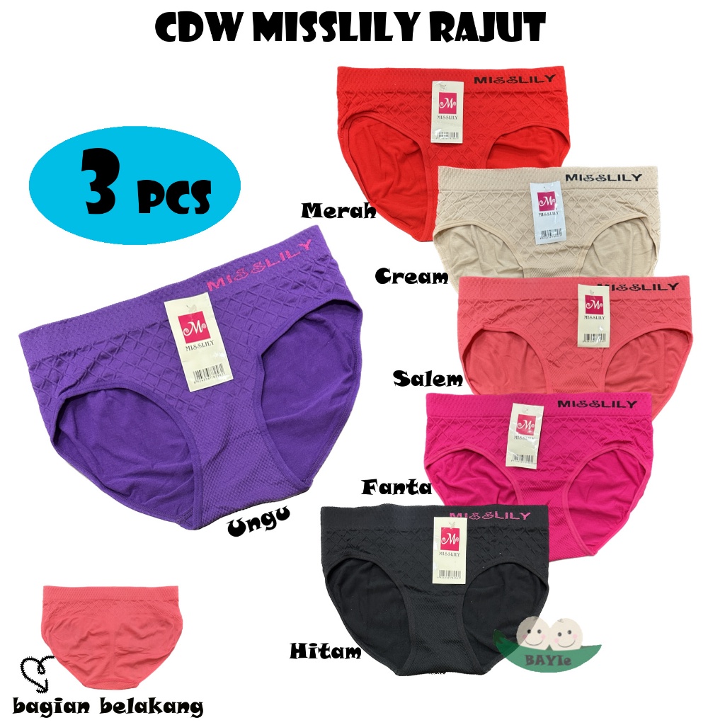 Celana Dalam/CD Wanita/Perempuan/Cewek MISSLILY 8107 Bahan RAJUT Size ALL SIZE (M Fit To XXL)