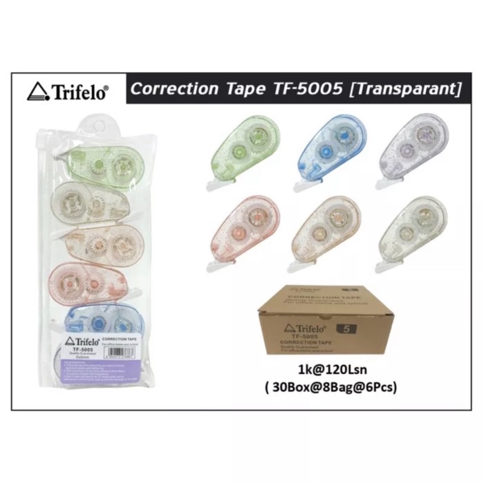 

correction tape trifelo 5m motif transparan isi 6