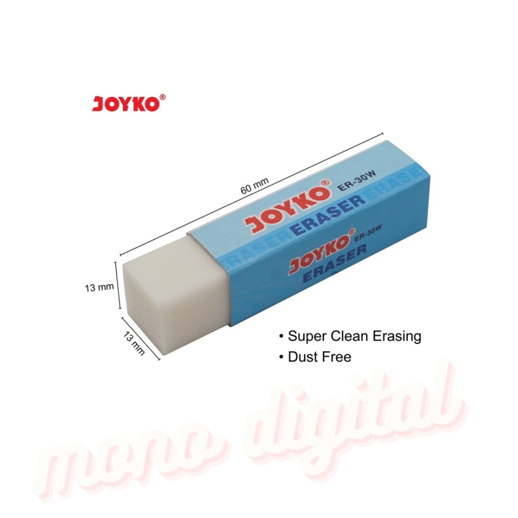 

Penghapus Joyko Sedang ER-30W / White Eraser Medium Stip Putih Karet Bersih Ujian Exam (Per PCS)