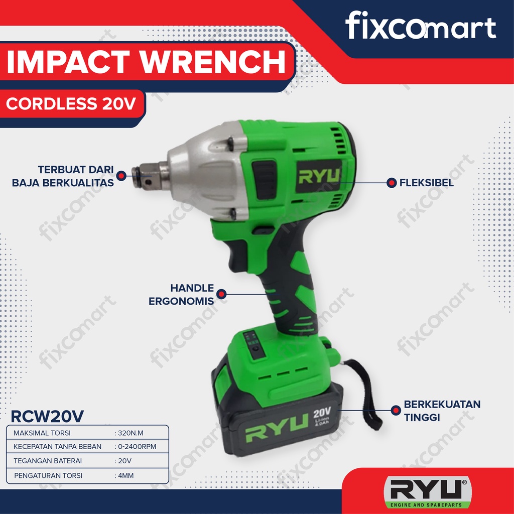 RYU Cordless Impact Wrench 20V