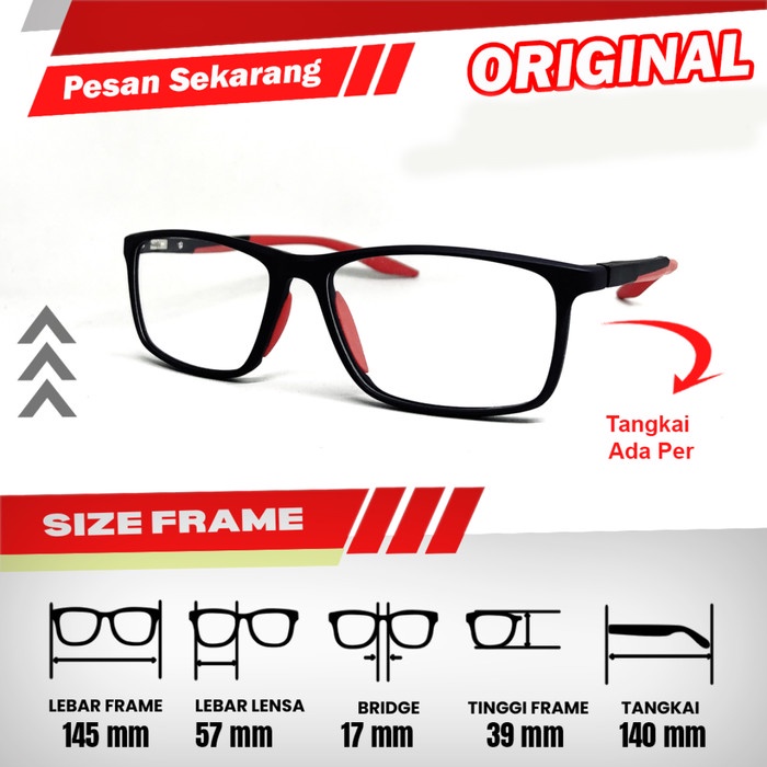 Frame Kacamata Pria / Wanita Original 0608 Model Kotak Lebar Frame 145