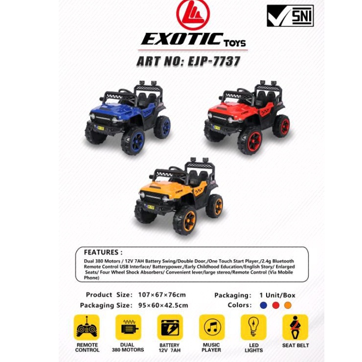 MOBIL AKI JEEP ANAK PROMO EJP 7737 12volt