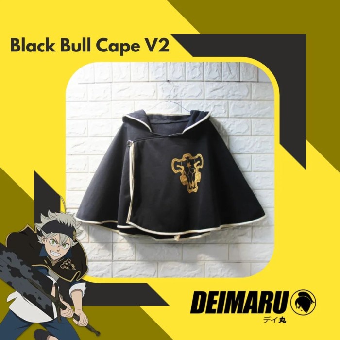 Jubah Anime Black Clover Asta Black Bull Squad Cape Black V2