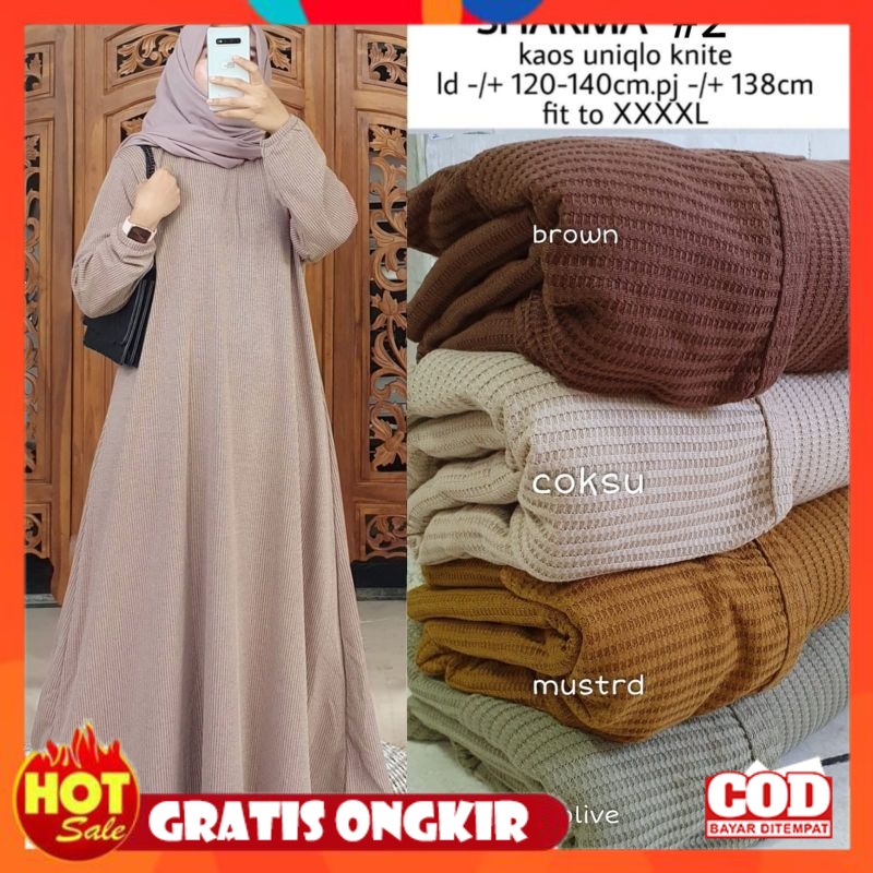 KAIN ADEM HALUS TEBAL / GAMIS JUMBO MOTIF POLOS KAOS UNIQLO KNIT XXL XXXXL LD 120 140 SHARMA 2 GAMIS