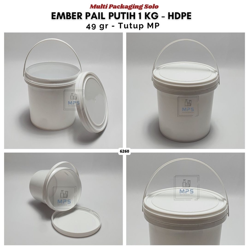 Ember Pail 1 Kg Putih Hdpe + Ttp Mp / Ember Hdpe / Ember Pail / Ember Cat / Ember 1 Kg
