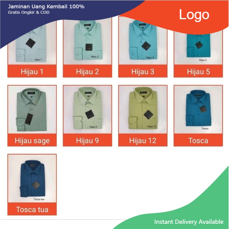 KEMEJA ALISAN POLOS HIJAU SAGE / HIJAU1 / HIJAU 2 ( H1.H2.H3.H5..H9.H12) TOSCA LENGAN PANJANG REGULE