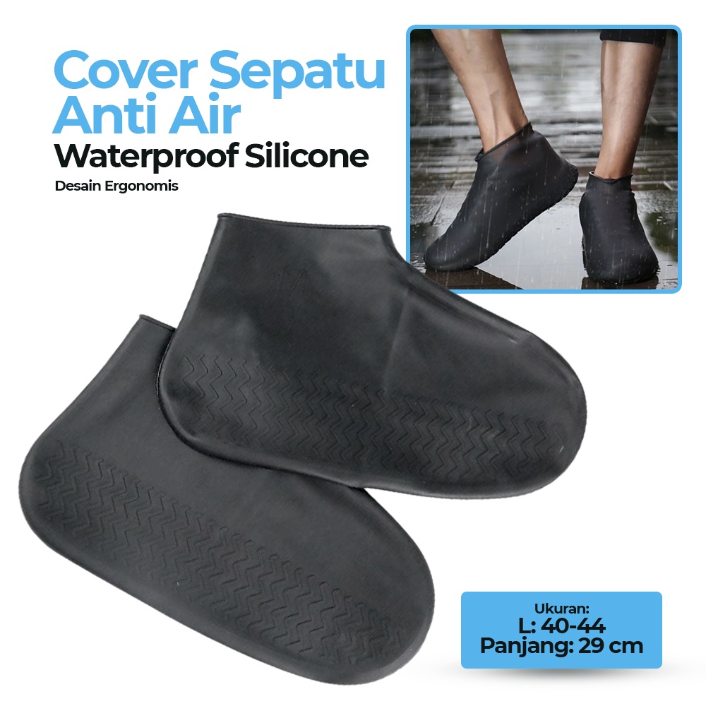 Cover Sepatu Anti Air Waterproof Karet Silikon Non Slip / Pelindung Sepatu Anti Slip Jas Hujan Shoes