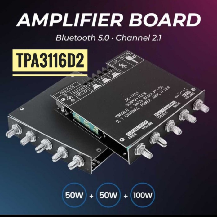Bluetooth Amplifier 2 x 50w + 100w Subwoofer 2+1 HiFi Stereo 2.1