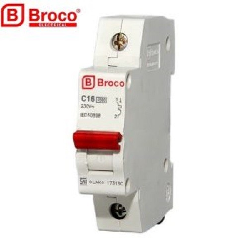 Original MCB Breaker BROCO MCB 1P C 16A 16Amper C16 SNI untuk listrik -OLL