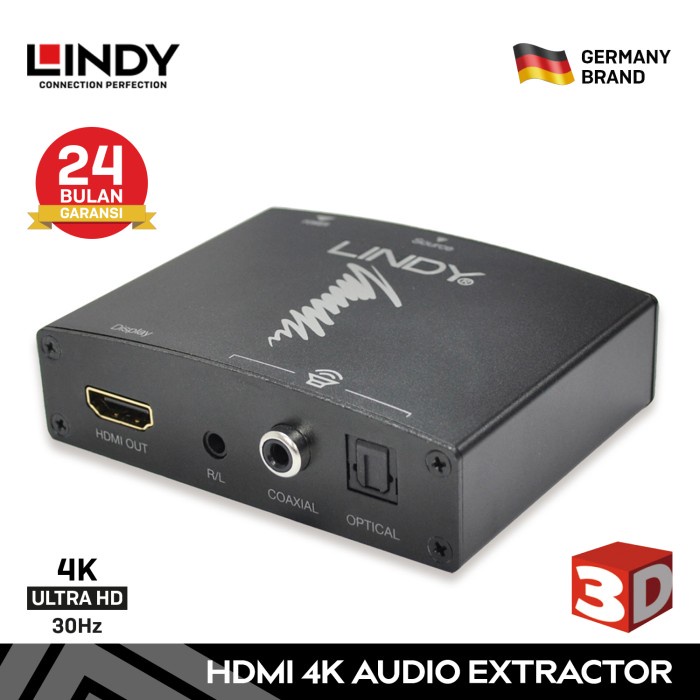 Extractor HDMI LINDY to Audio Analog/Digital Bypass HDMI 4K 10.2Gbps