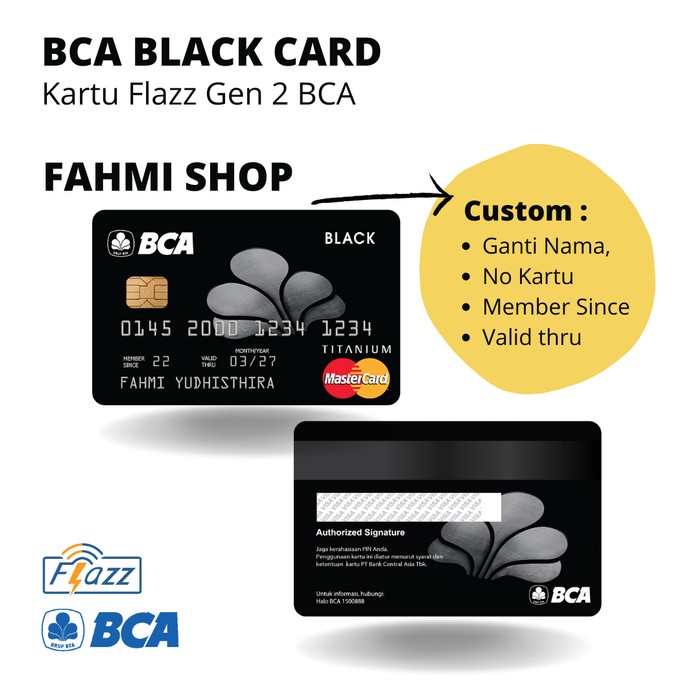 Kartu Emoney FLAZZ BCA Design Black Card FLAZZ gen 2 terbaru