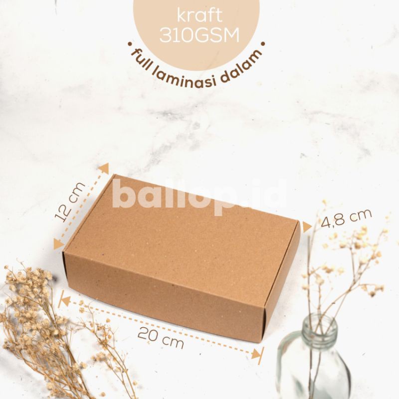 

KRAFT 20 12 4,8 CM Laminasi Kotak Box Kemasan Dus Jajan Roti Kue Coklat Brownies Baju Olshop OL